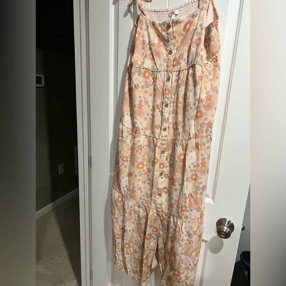 LC Lauren Conrad tan peach flower floral dress petite XL PXL